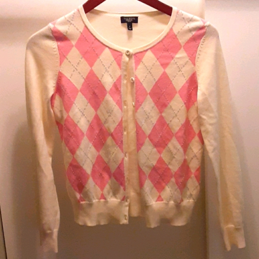 Pink talbots polo sweater